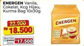 Promo Harga Energen Cereal Instant Chocolate, Kacang Hijau, Kurma, Vanilla per 10 sachet 30 gr - Alfamart