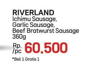 Promo Harga Riverland Sausage Ichimi, Garlic Frankfurter, Beef Bratwurst 360 gr - LotteMart
