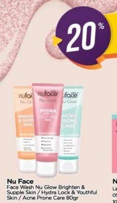 Promo Harga Nuface Facial Wash Cream Brighten Supple Skin, Hydra Lock Youthful, Acne Prone Care 80 ml - TIP TOP