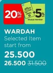 Wardah Product  Diskon 15%, Harga Promo Rp26.500, Harga Normal Rp31.500, Start from
Selected Item
Khusus Member Rp. 25.500, Khusus Member