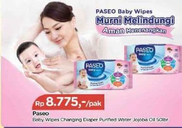 Promo Harga Paseo Baby Wipes With Jojoba Oil 50 sheet - TIP TOP