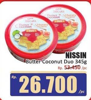 Promo Harga Nissin Biscuits Duo Butter Coconut Honey Sesame 345 gr - Hari Hari