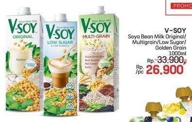 Promo Harga V-soy Soya Bean Milk Original, Multi Grain, Low Sugar, Golden Grain 1000 ml - LotteMart