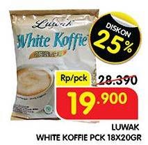 Promo Harga Luwak White Koffie per 18 sachet 20 gr - Superindo