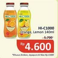Promo Harga KALBE Hi C1000 Lemon, Orange 140 ml - Alfamidi
