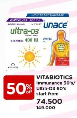 Promo Harga VITABIOTICS Immunance 30s/ Ultra D3 60s  - Watsons