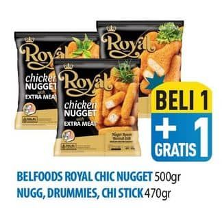 Promo Harga Belfoods Royal Nugget Chicken Nugget S, Chicken Nugget Drummies, Chicken Nugget Stick 500 gr - Hypermart