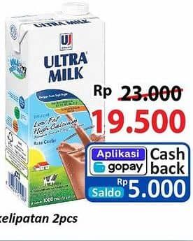 Promo Harga Ultra Milk Susu UHT Low Fat Coklat 1000 ml - Alfamart