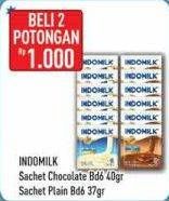 Promo Harga INDOMILK Susu Kental Manis Cokelat, Plain per 6 sachet 37 gr - Hypermart