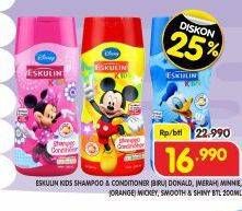 Promo Harga Eskulin Kids Shampoo & Conditioner Donald, Minnie, Mickey, Soft Silky 200 ml - Superindo