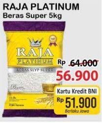 Promo Harga Raja Platinum Beras Slyp Super 5000 gr - Alfamart