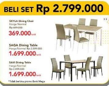 Promo Harga SKYLA Dining Chair + SAGA Dining Table Set  - Carrefour