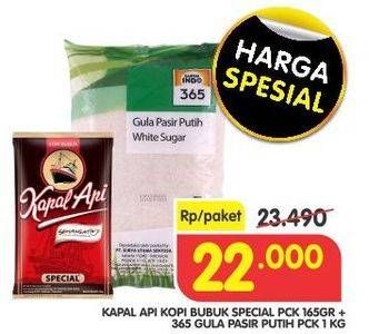 Promo Harga Kapal Api Kopi Bubuk Special & 365 Gula Pasir Putih  - Superindo