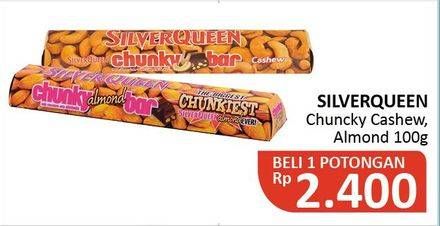 Promo Harga SILVER QUEEN Chocolate Chuncky Cashew, Almond 100 gr - Alfamidi