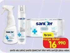 Promo Harga SANITER Air & Surface Sanitizer Aerosol/SANITER Wet Wipes  - Superindo