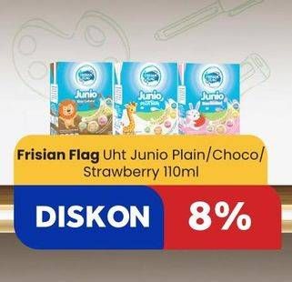 Promo Harga Frisian Flag Susu UHT Junio Plain, Chocolate, Strawberry 110 ml - Carrefour