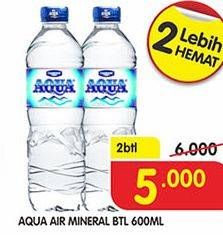 Promo Harga AQUA Air Mineral per 2 botol 600 ml - Superindo