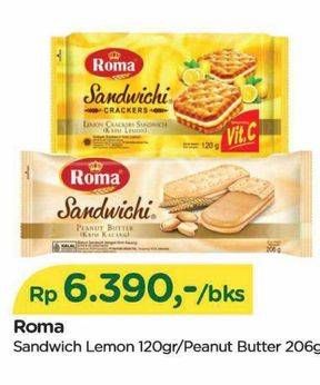 Promo Harga Roma Sandwich Lemon, Peanut Butter 114 gr - TIP TOP