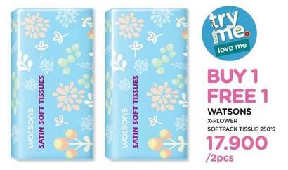 Promo Harga WATSONS X Flower Soft Pack Tissue per 2 bungkus 250 pcs - Watsons