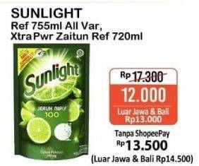 Promo Harga SUNLIGHT Pencuci Piring Extra Power Butiran Biji Zaitun 720 ml - Alfamart