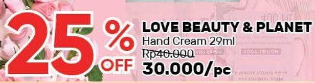 Promo Harga LOVE BEAUTY AND PLANET Hand Cream 29 ml - Guardian
