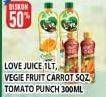 Promo Harga LOVE Juice 1000ml/LOVE JUICE Vegie Fruit 300ml  - Hypermart
