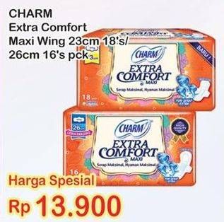 Promo Harga Charm Extra Comfort Maxi Wing 23cm 18 pcs - Indomaret