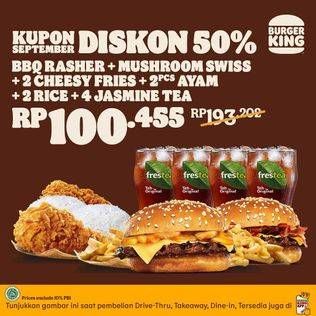 Promo Harga Burger, Fries, Nasi Ayam, Jasmine Tea  - Burger King