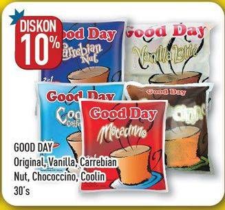 Promo Harga Good Day Instant Coffee 3 in 1 Original, Vanilla, Carrebian Nut, Chococino, Coolin 30 pcs - Hypermart