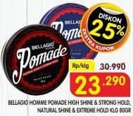 Promo Harga Bellagio Homme Pomade High Shine Strong Hold Red, Natural Shine Extreme Hold Black 80 gr - Superindo