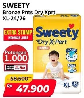 Promo Harga Sweety Bronze Pants Dry X-Pert XL24, XL26 24 pcs - Alfamart