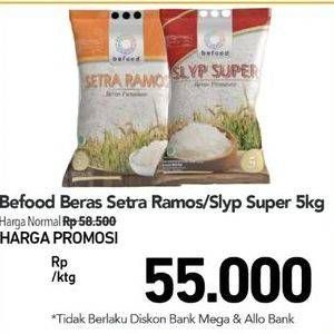 Promo Harga Befood Beras Setra Ramos, Slyp Super 5 kg - Carrefour