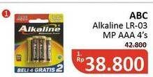 Promo Harga ABC Battery Alkaline LR03/AAA 6 pcs - Alfamidi