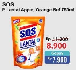 Promo Harga SOS Pembersih Lantai Orange, Apple 750 ml - Alfamart