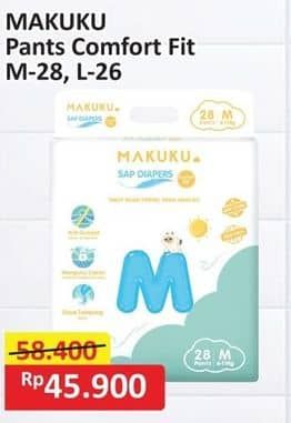 Promo Harga Makuku Comfort Fit Diapers Pants M28, L26 26 pcs - Alfamart