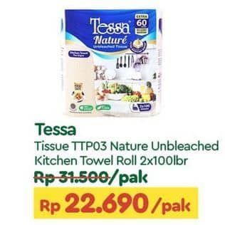 Promo Harga Tessa Nature Unbleached Tissue Kitchen Towel per 2 pcs 100 sheet - TIP TOP