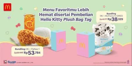 Promo Harga Menu Bundling Hello Kitty Plush Bag Tag  - McD