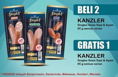 Promo Harga KANZLER Sosis Single All Variants per 2 pouch 65 gr - Indomaret
