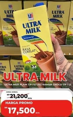 Promo Harga Ultra Milk Susu UHT Coklat, Full Cream 1000 ml - Carrefour