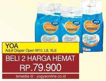 Promo Harga YOA Adult Diapers M10, L8, XL6 per 2 pouch - Yogya