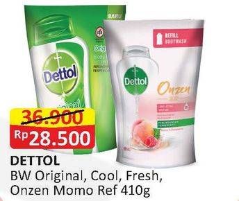 Promo Harga DETTOL Body Wash Original, Cool, Fresh, Onzen Momo Raspberry 410 ml - Alfamart