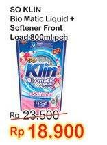 Promo Harga SO KLIN Biomatic Liquid Detergent Plus Softener 800 ml - Indomaret