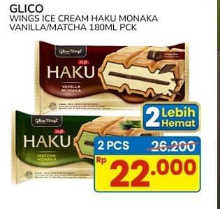 Promo Harga Glico Haku Vanilla Monaka, Matcha Monaka 180 ml - Indomaret