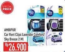 Promo Harga AMBIPUR Car Vent Clips Sky Breeze, Lavender Comfort 2 gr - Hypermart