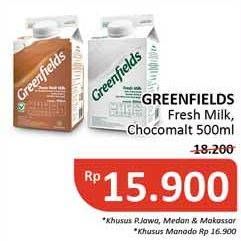 Promo Harga GREENFIELDS Fresh Milk Choco Malt 500 ml - Alfamidi