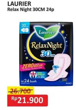 Promo Harga Laurier Relax Night 30cm 24 pcs - Alfamart