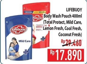 Promo Harga Lifebuoy Body Wash Cool Fresh, Lemon Fresh, Mild Care, Total 10, Coconut Fresh 400 ml - Hypermart