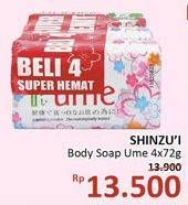 Promo Harga SHINZUI Bar Soap Ume per 4 pcs 72 gr - Alfamidi