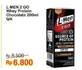 Promo Harga L-MEN Susu UHT Whey Protein 2 Go Chocolate 200 ml - Indomaret