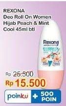 Promo Harga Rexona Men Deo Roll On Hijab Peach Mint Cool 45 ml - Indomaret